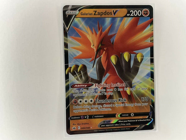 Galarian Zapdos V 080/198 Chilling Reign NM Full Art Ultra Rare Pokemon Card Galarian Zapdos V 080/198 Chilling Reign NM Full Art Ultra Rare Pokemon Card