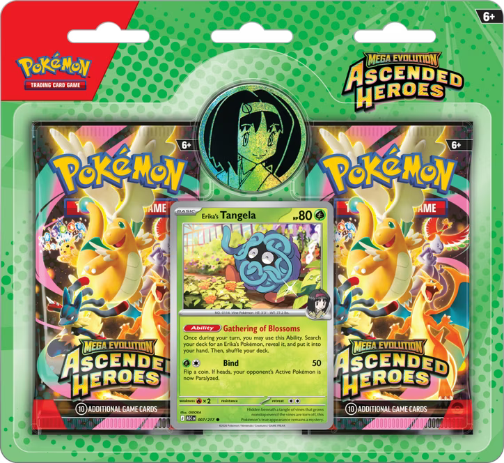 Pokémon TCG: Ascended Heroes Collection 2-Pack Blister - Erika’s Tangela / Larry’s Komala - Awesome Deals Deluxe