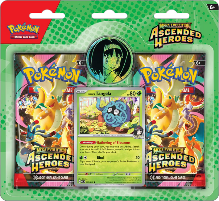 Pokémon TCG: Ascended Heroes Collection 2-Pack Blister - Erika’s Tangela / Larry’s Komala - Awesome Deals Deluxe