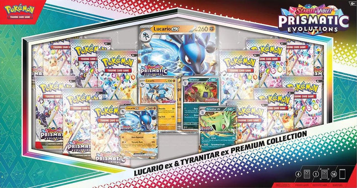 Pokemon TCG: Prismatic Evolutions Lucario ex & Tyranitar ex Premium Collection - Awesome Deals Deluxe