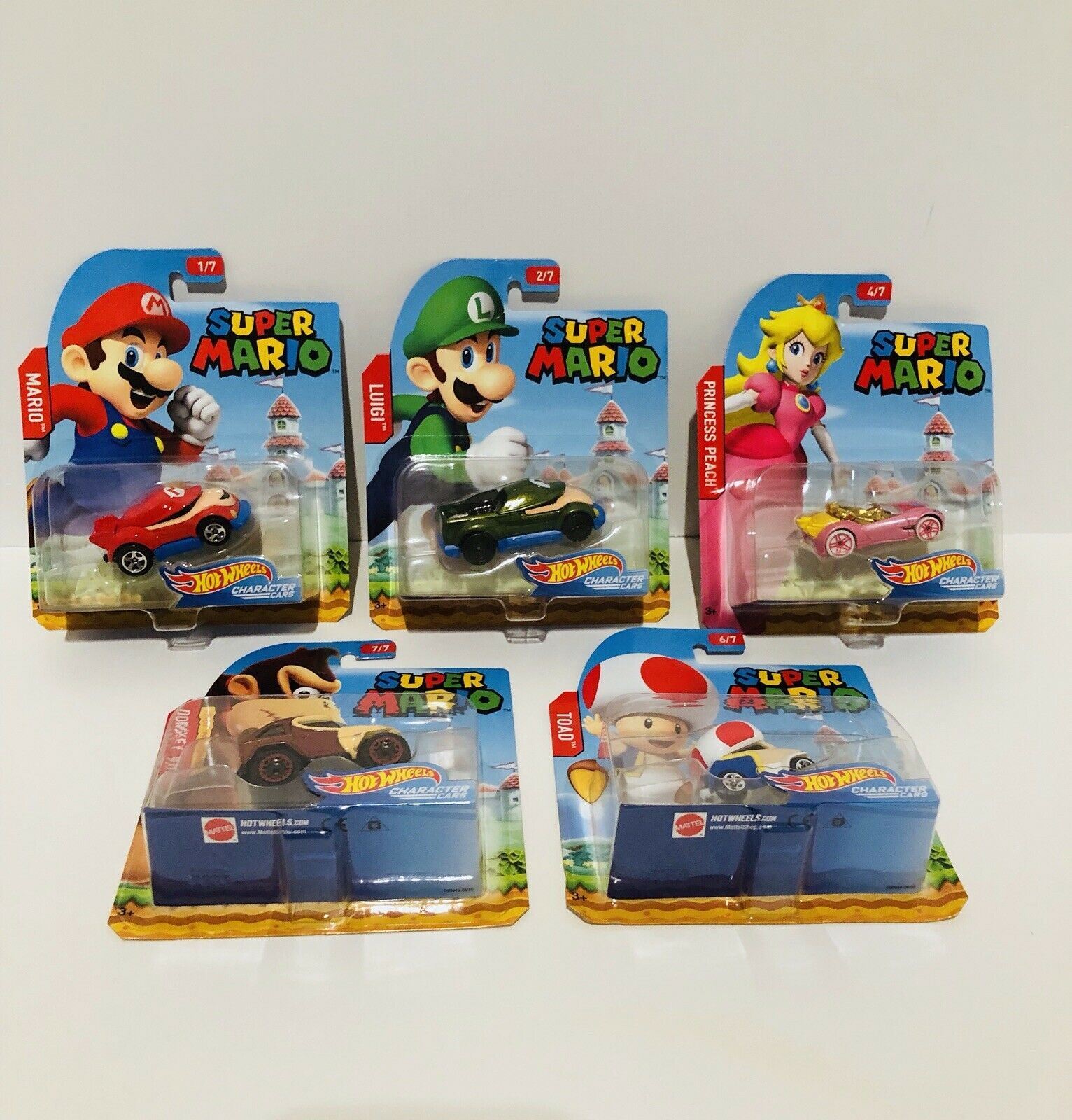 2017 HOT WHEELS MARIO, LUIGI, PEACH, TOAD & DONKEY KONG LOT OF 5 DIECAST CARS - Awesome Deals Deluxe