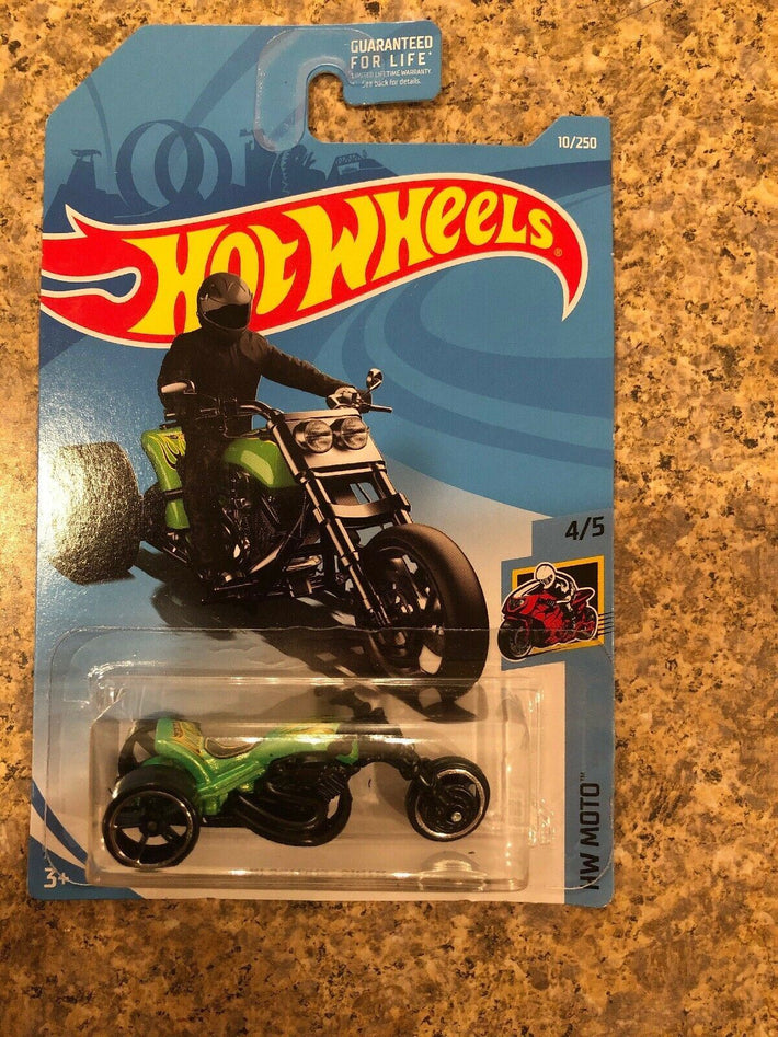 2019 HOT WHEELS GREEN BLASTOUS MOTO TRIKE, HW MOTO #4/5, HW #10/250, FREE SHIP - Awesome Deals Deluxe