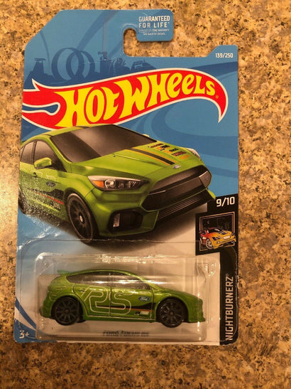 Hot Wheels 2019 Nightburnerz Series #139 Ford Focus RS Green - Awesome Deals Deluxe