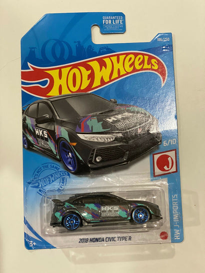 Hot Wheels - 2021 HW J-Imports 6/10 2018 Honda Civic Type R 186/250 (BBGTB06) - Awesome Deals Deluxe