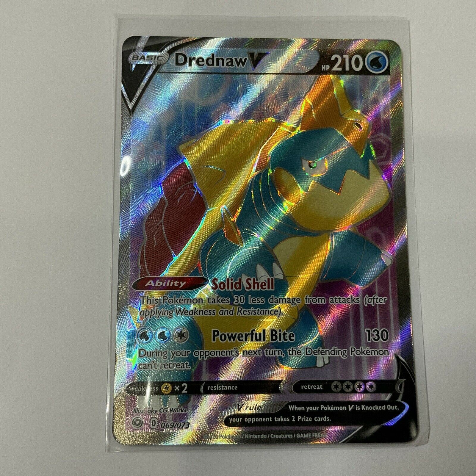Pokemon Champion's Path Set FULL ART Drednaw V 069/073 - Near Mint (NM Pokemon Champion's Path Set FULL ART Drednaw V 069/073 - Near Mint (NM