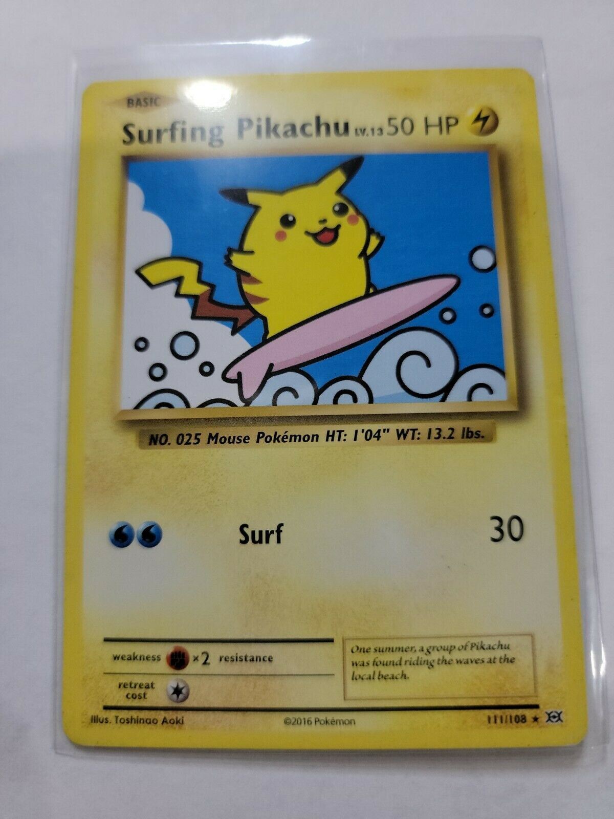 SURFING PIKACHU LV.13 Evolutions Secret Rare 111/108 Pokemon Card 2016 SURFING PIKACHU LV.13 Evolutions Secret Rare 111/108 Pokemon Card 2016