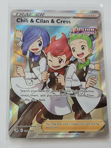 Chili & Cilan & Cress 258/264 - Pokemon Fusion Strike - Ultra Rare Full Art Card - Awesome Deals Deluxe