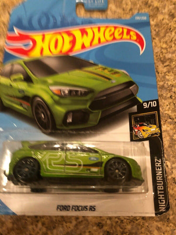 Hot Wheels 2019 Nightburnerz Series #139 Ford Focus RS Green - Awesome Deals Deluxe