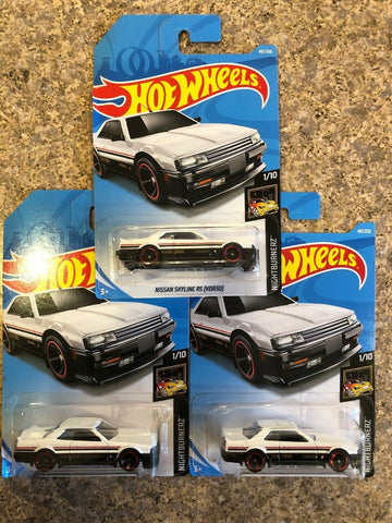 Lot Of Three (3) Hot Wheels 2018 Night Burnerz White Nissan Skyline RS (KDR30) - Awesome Deals Deluxe