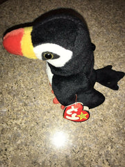 Ty Beanie Baby PUFFER Plush Black White and Orange Puffin Original - Awesome Deals Deluxe